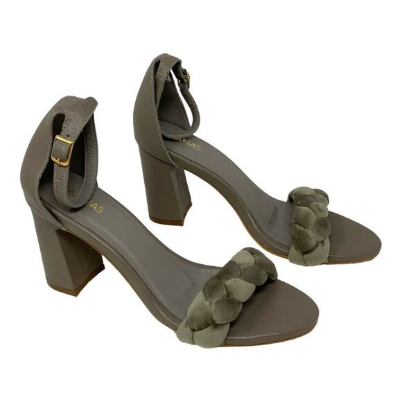 Kaanas Soho Velvet Braided Ankle Strap Sandal Taupe Size 10 NWT $129 MSRP - Picture 3 of 7